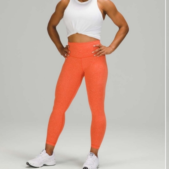 lululemon athletica Pants - Lululemon Leggings Wunder Train High Rise Tights 25" Crunch Warm Coral Orange 4
